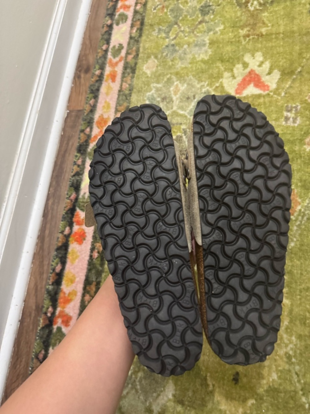 Birkenstock Braided Suede Slide Sandals in Taupe Brown - Picture 3 of 6